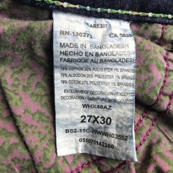 ROCK 47 Wrangler Jeans Bootcut Ultra Low Rise Rodeo Embellish 30x30 - Picture 12 of 12